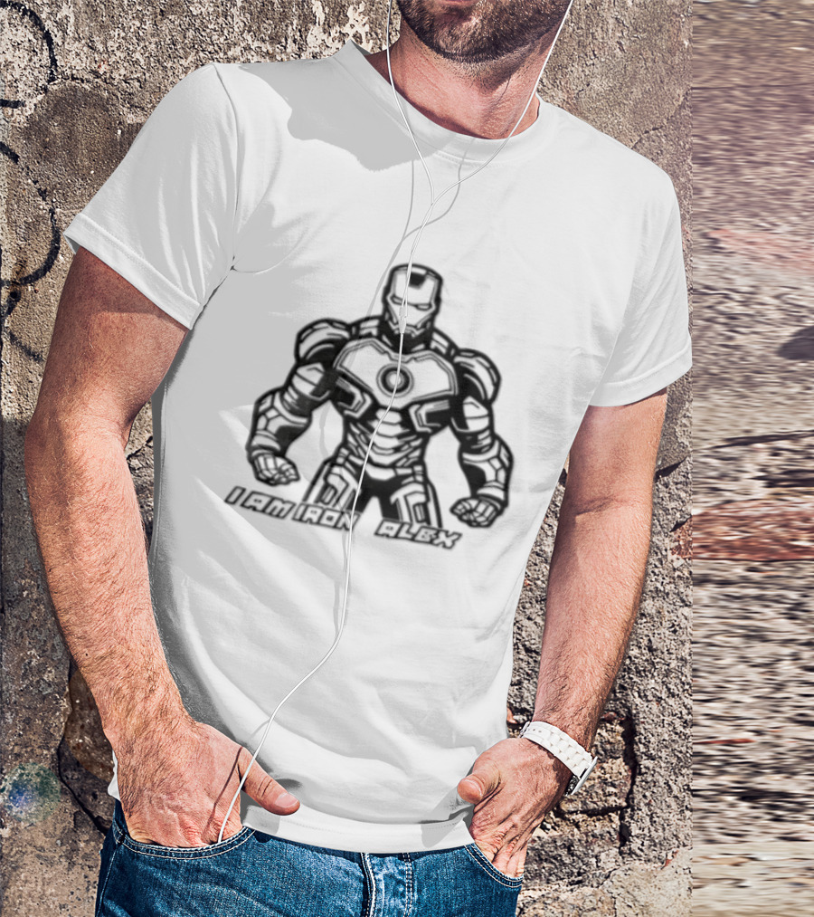 I Am Iron Alex Armored Superhero Clenched Fists Line T-Shirt