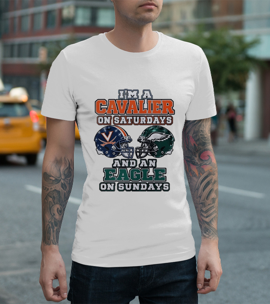 I'm A Cavalier On Saturdays And An Eagle On Sundays Helmet Rivalry T-Shirt