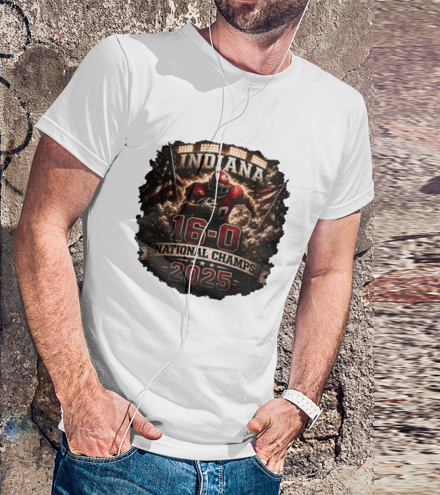 Indiana 16 0 National Champs 2025 Football Victory Celebration T-Shirt