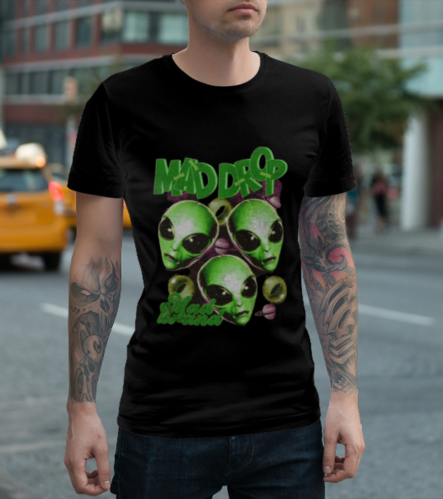 Mad Drop Aliens Space Planets Mad Brand T-Shirt