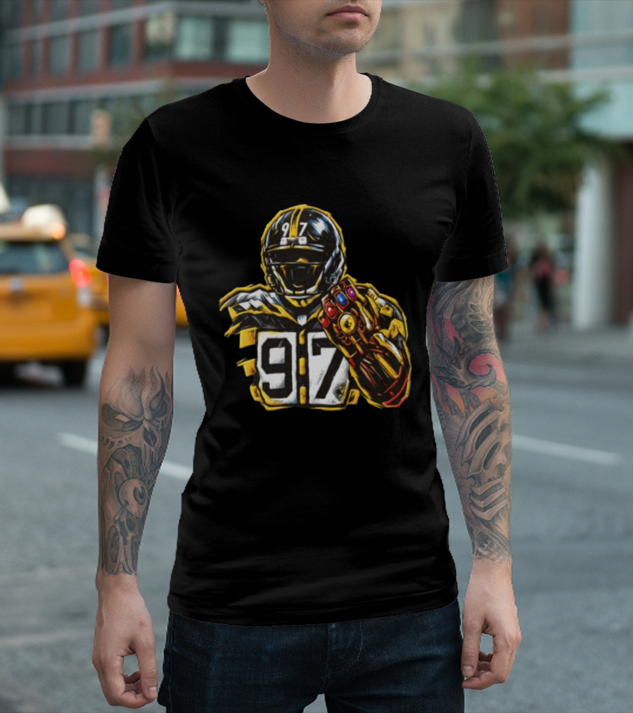 Cameron Heyward 97 Pittsburgh Steelers Infinity Gauntlet Marvel Football T-Shirt