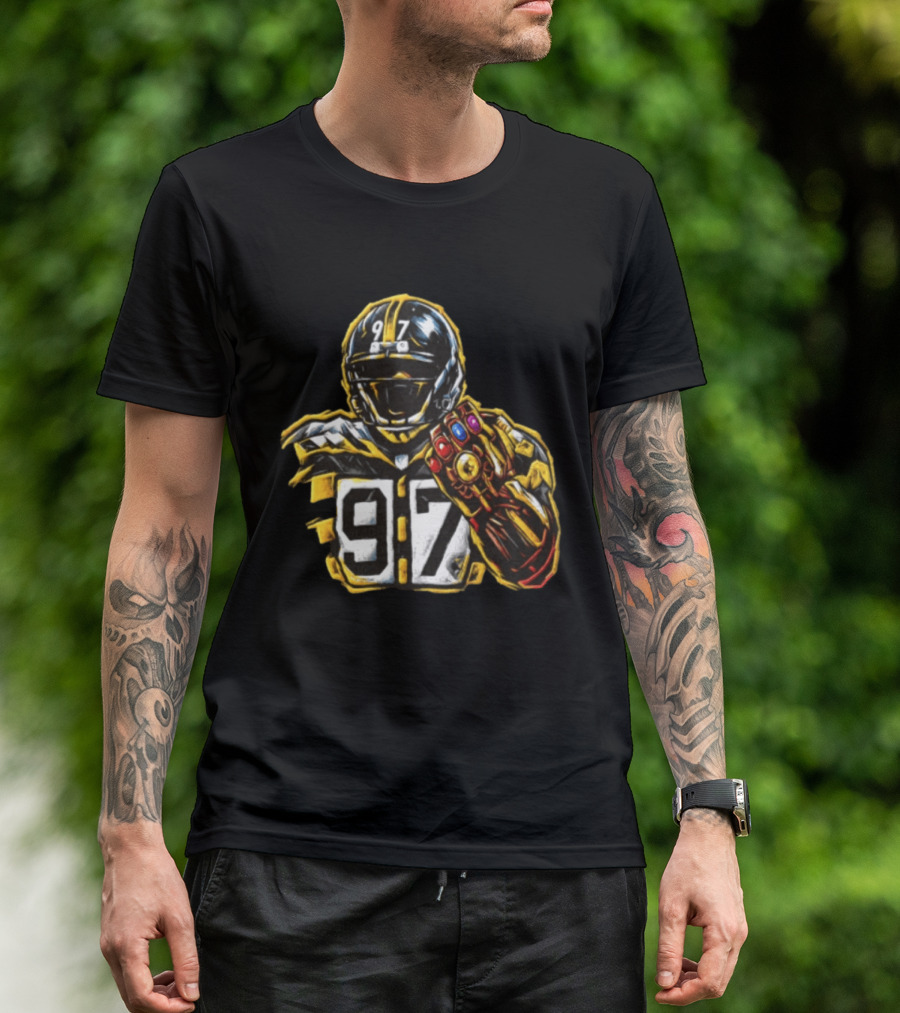Cameron Heyward 97 Pittsburgh Steelers Infinity Gauntlet Marvel Football T-Shirt