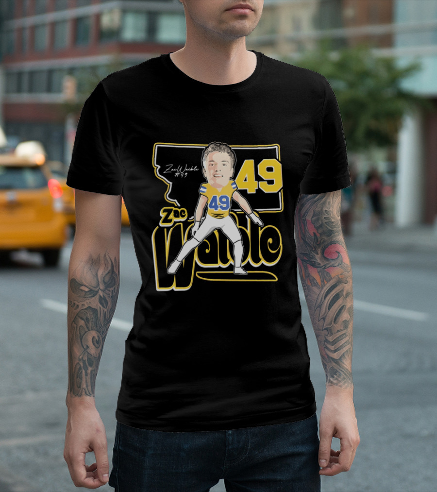 Zac Waible 49 Montana State Bobcats Football Caricature T-Shirt