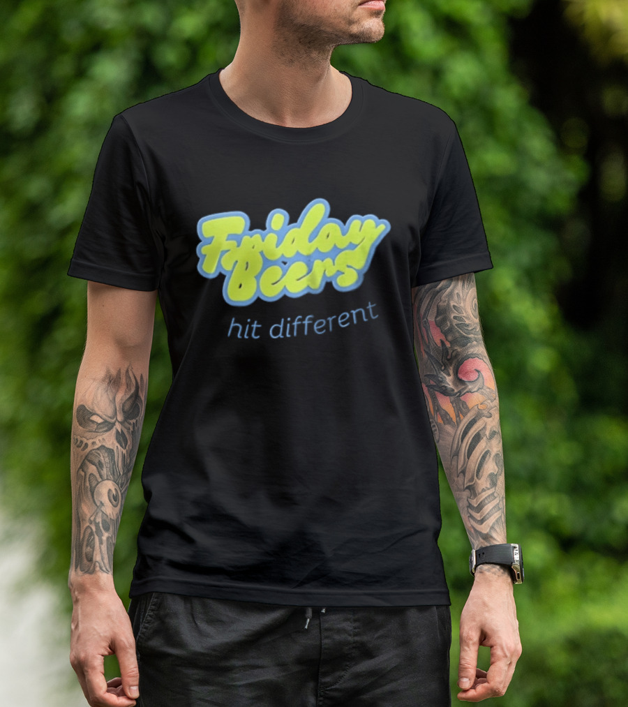 Friday Beers Hit Different Neon T-Shirt