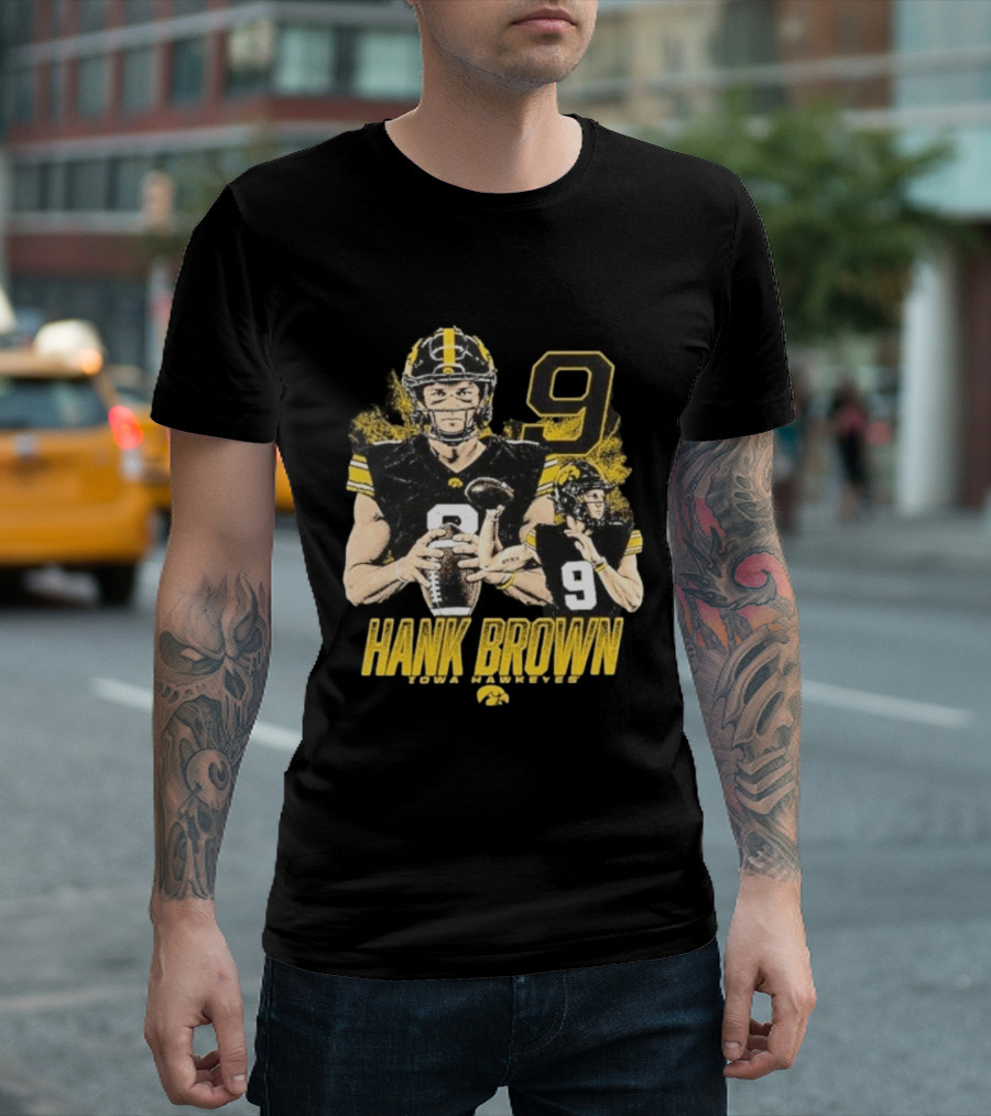 Hank Brown Iowa Hawkeyes Number 9 Football Player T-Shirt