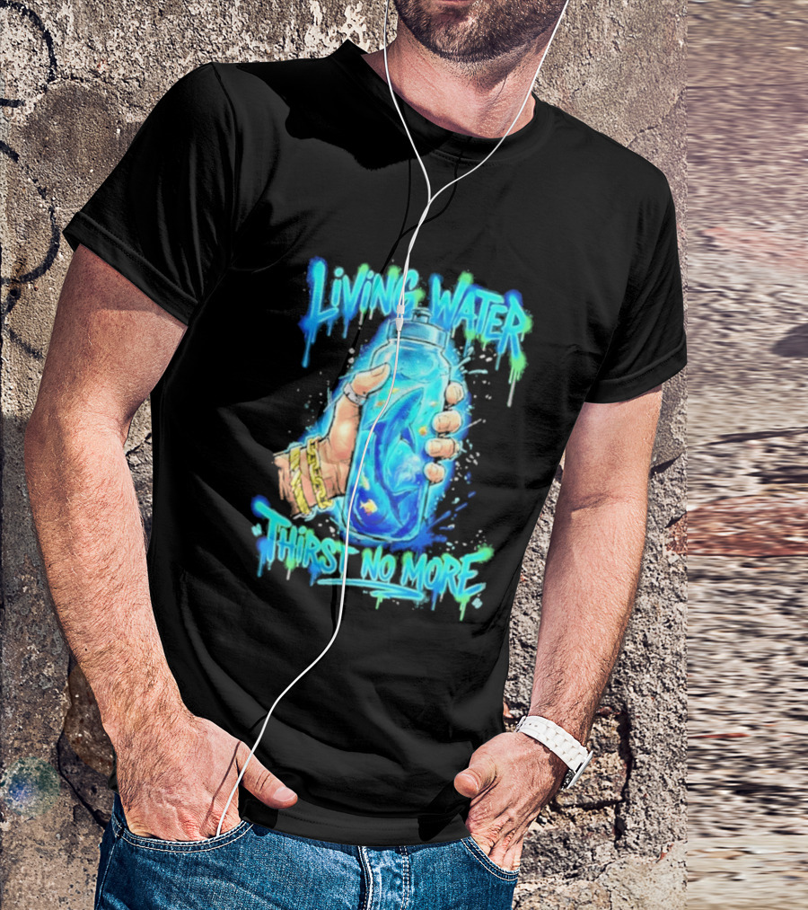 Living Water Thirst No More Shark Hand Holding Water Bottle T-Shirt