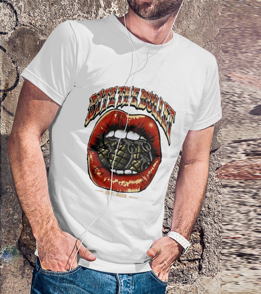 Bite The Bullet Grenade Lips Est 2026 Edgy T-Shirt