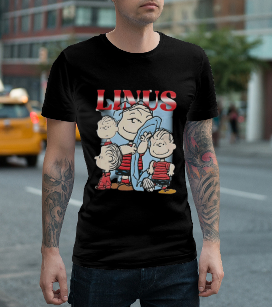 Peanuts Linus Holding Blue Blanket Bootleg Sparkle 2020 Collage T-Shirt