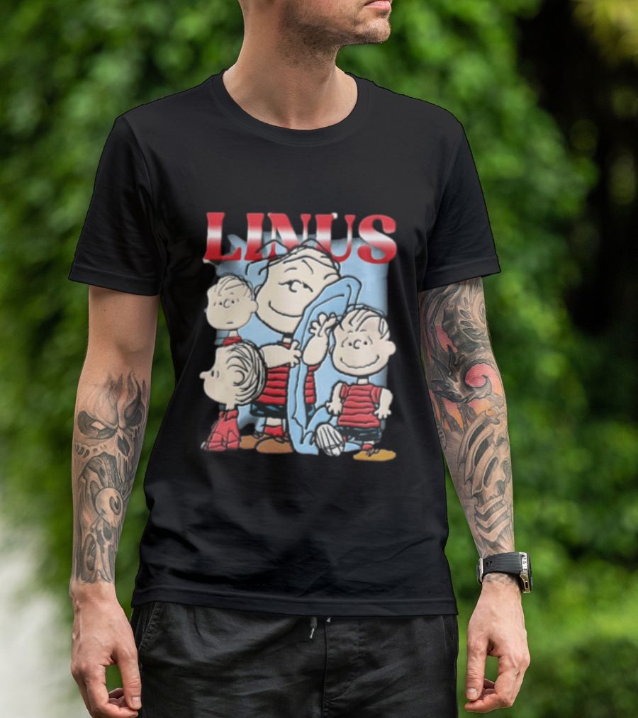Peanuts Linus Holding Blue Blanket Bootleg Sparkle 2020 Collage T-Shirt