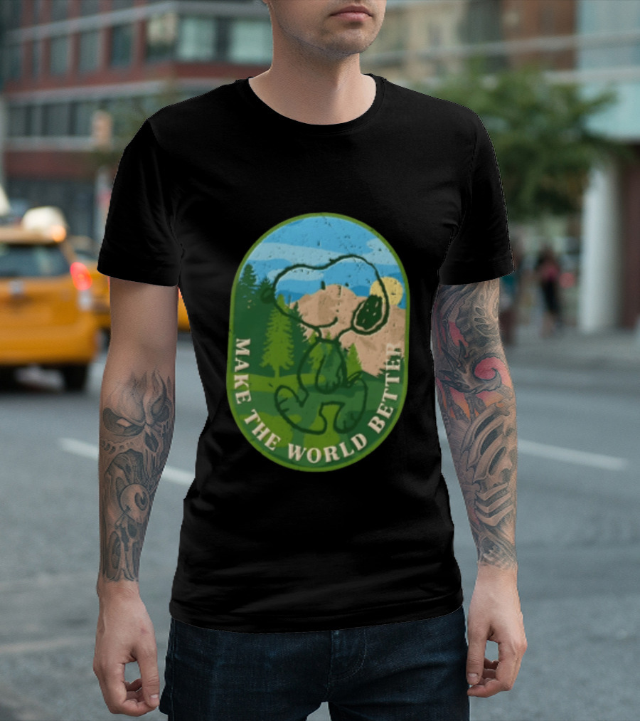 Snoopy Make The World Better Mountain Forest Retro Peanuts T-Shirt