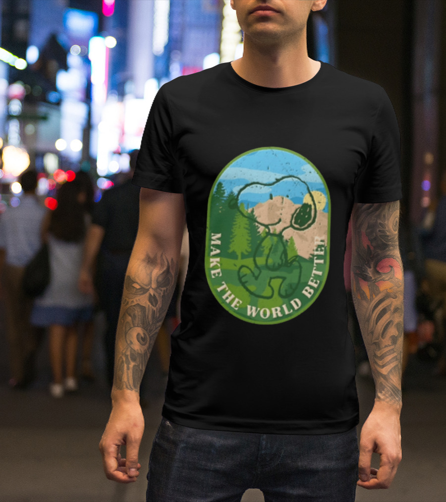 Snoopy Make The World Better Mountain Forest Retro Peanuts T-Shirt