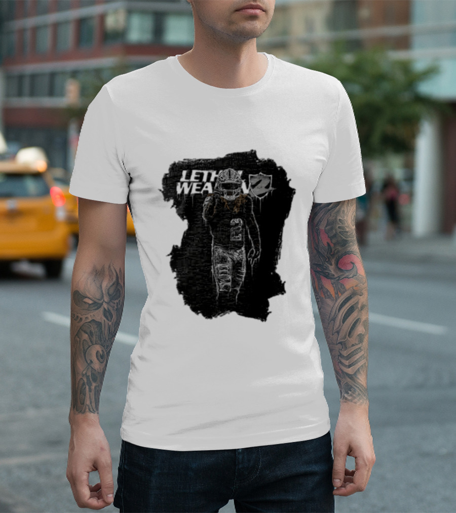 Las Vegas Raiders Davante Adams Lethal Weapon 17 Silver And Black Football T-Shirt