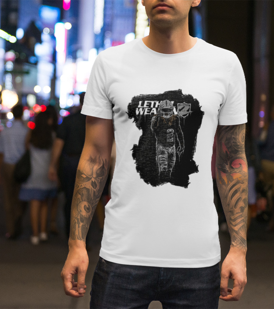 Las Vegas Raiders Davante Adams Lethal Weapon 17 Silver And Black Football T-Shirt