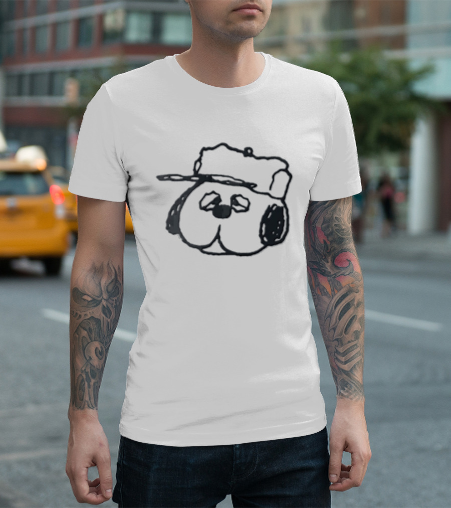 Peanuts Olaf Cartoon Droopy Dog Head Cap T-Shirt