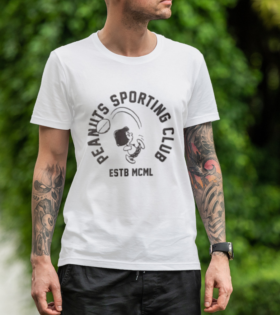 Peanuts Sporting Club Estb Mcml Marcie Kicking Football T-Shirt