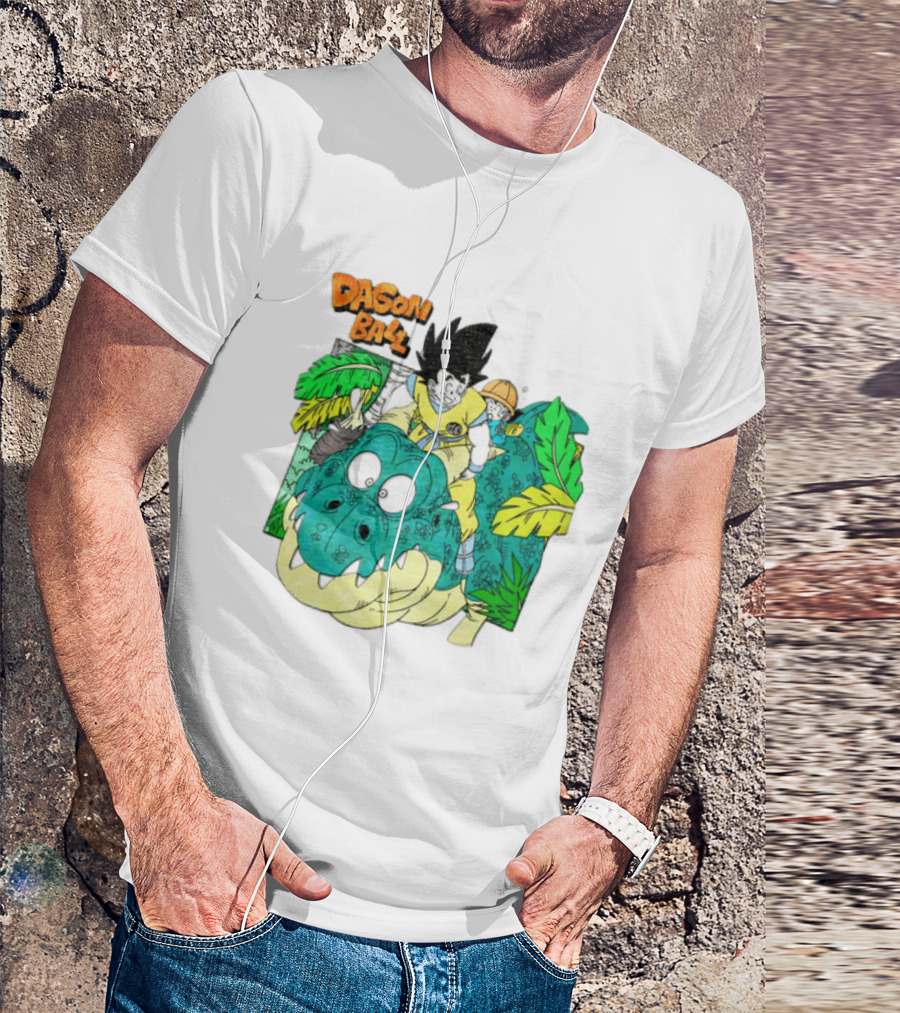 Goku Gohan Riding Dinosaur Dragon Ball Adventure Scene T-Shirt