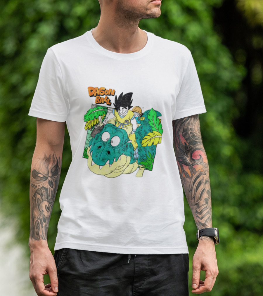 Goku Gohan Riding Dinosaur Dragon Ball Adventure Scene T-Shirt