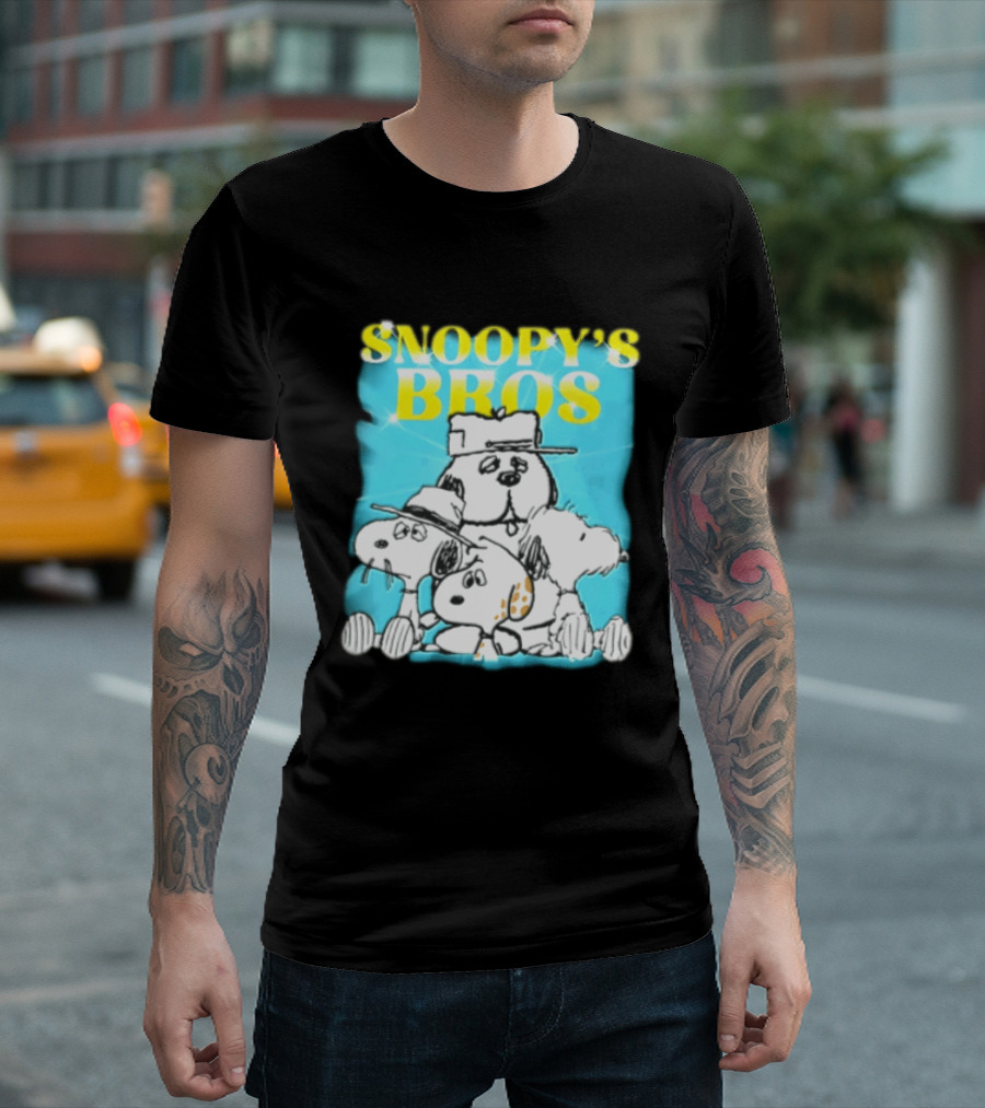 Snoopys Bros Cartoon Dogs Sparkles Blue Bootleg T-Shirt