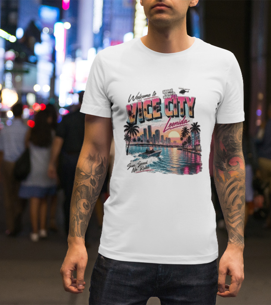 Welcome To Vice City GTA VI Sun Speed No Rules Leonida T-Shirt