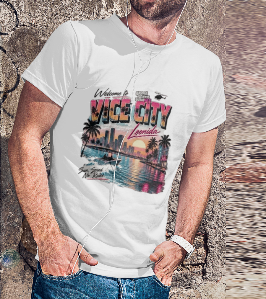Welcome To Vice City GTA VI Sun Speed No Rules Leonida T-Shirt