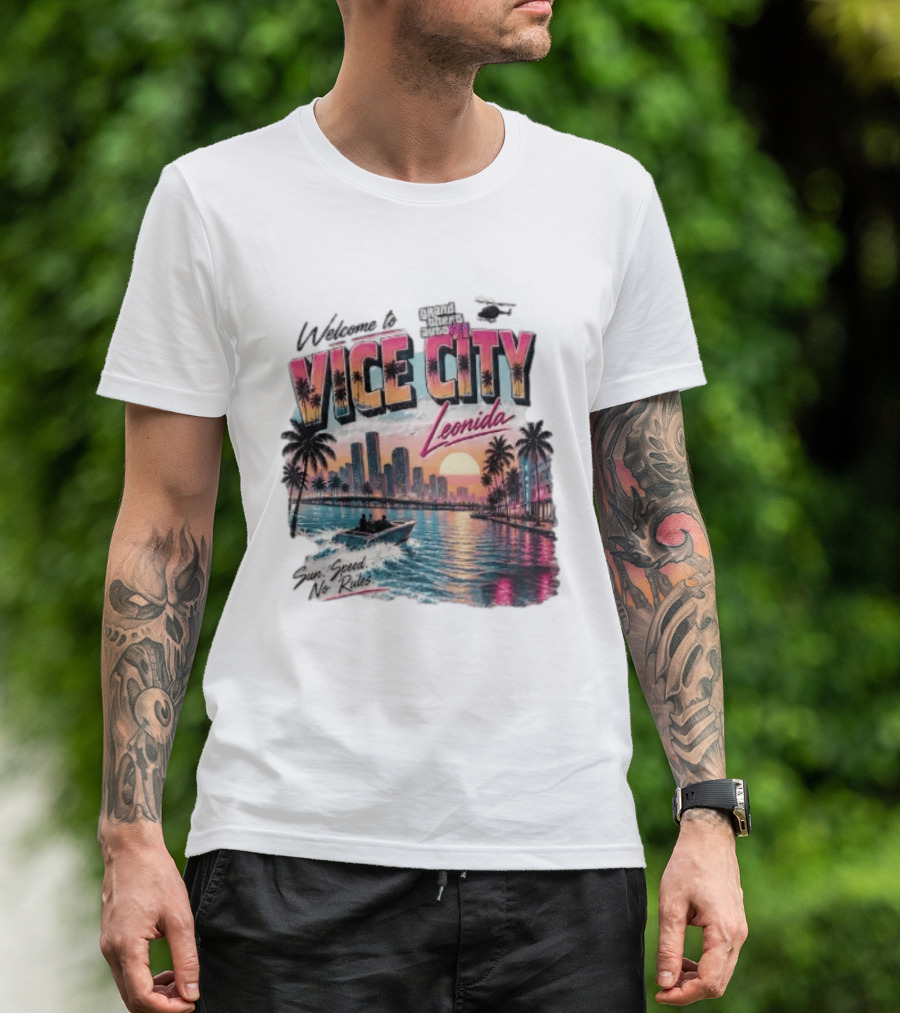 Welcome To Vice City GTA VI Sun Speed No Rules Leonida T-Shirt