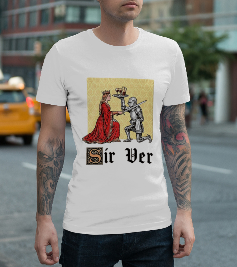 Sir Ver Knight Serving Wine To Queen Medieval Fantasy T-Shirt
