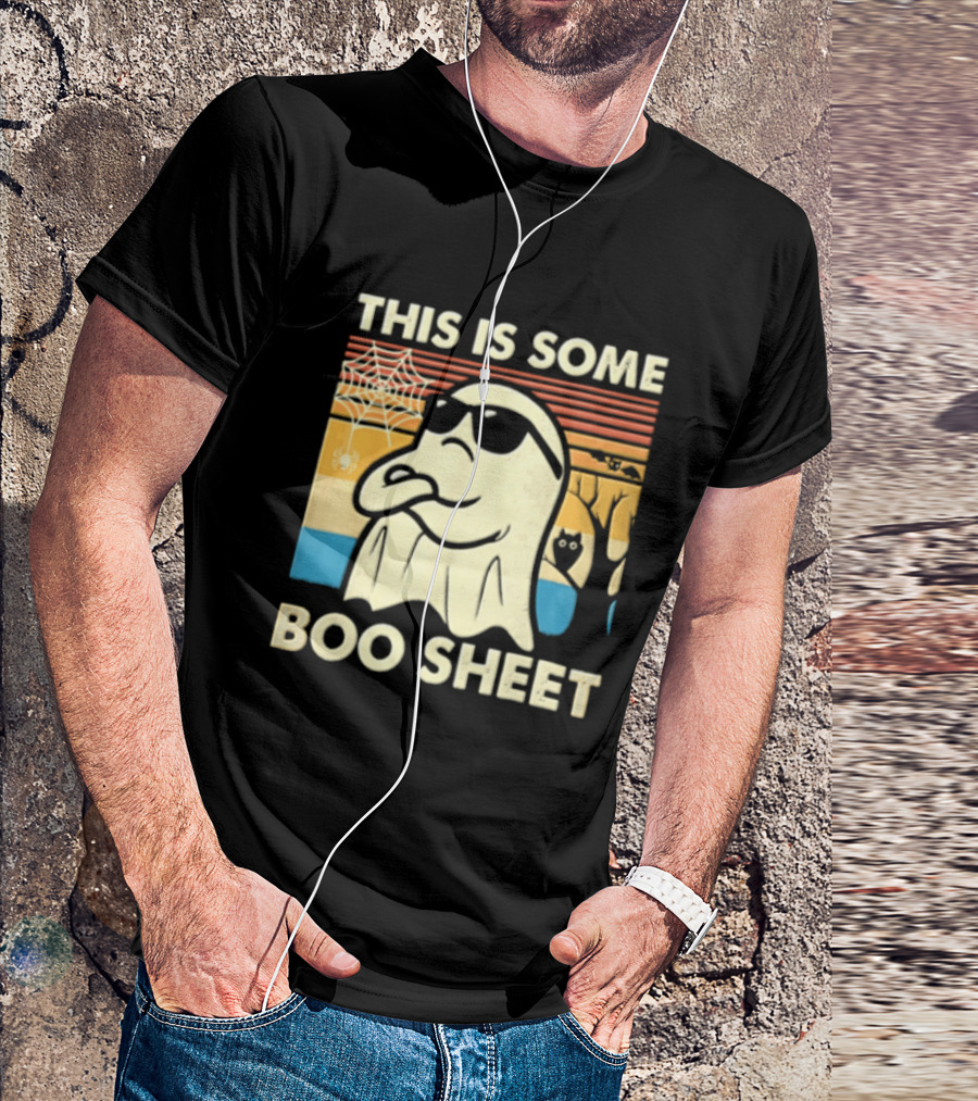 This Is Some Boo Sheet Sunset Ghost Sunglasses Tree T-Shirt
