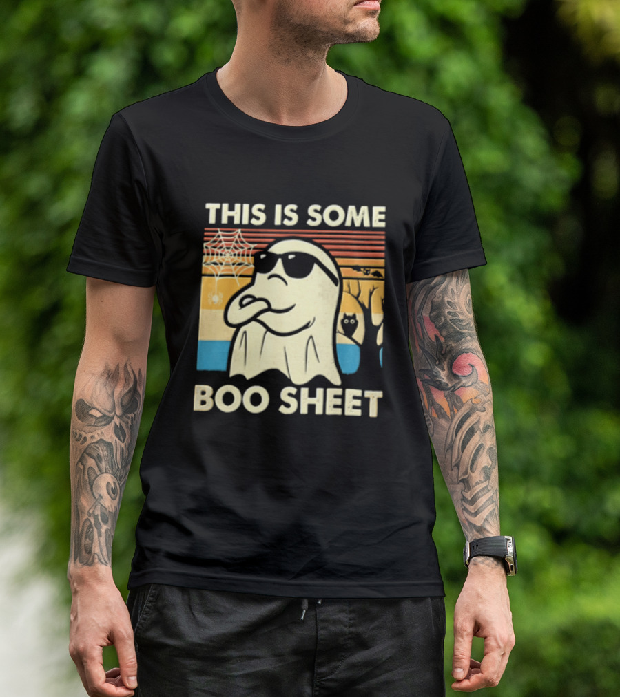 This Is Some Boo Sheet Sunset Ghost Sunglasses Tree T-Shirt
