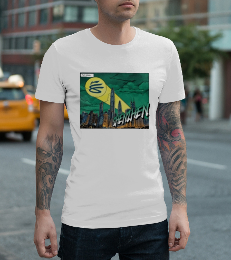 Stephen Curry Li Ning X Curry China Tour Shenzhen City Skyline Spotlight T-Shirt
