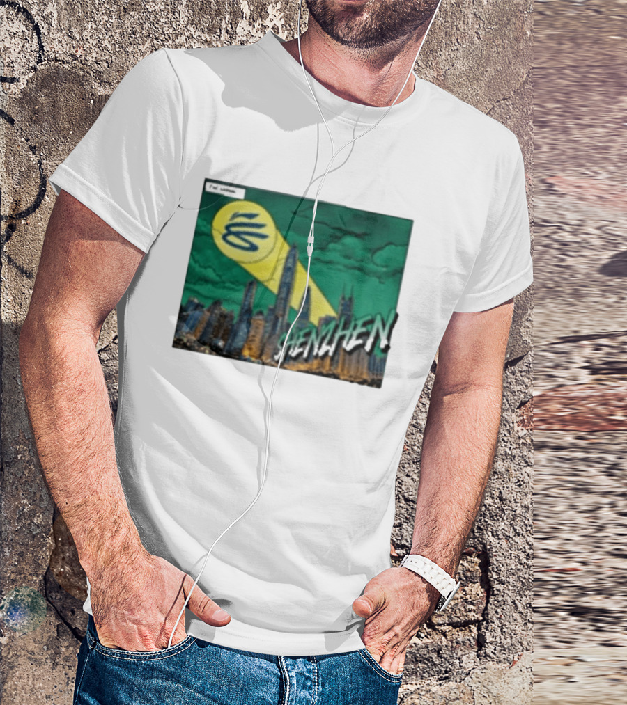 Stephen Curry Li Ning X Curry China Tour Shenzhen City Skyline Spotlight T-Shirt