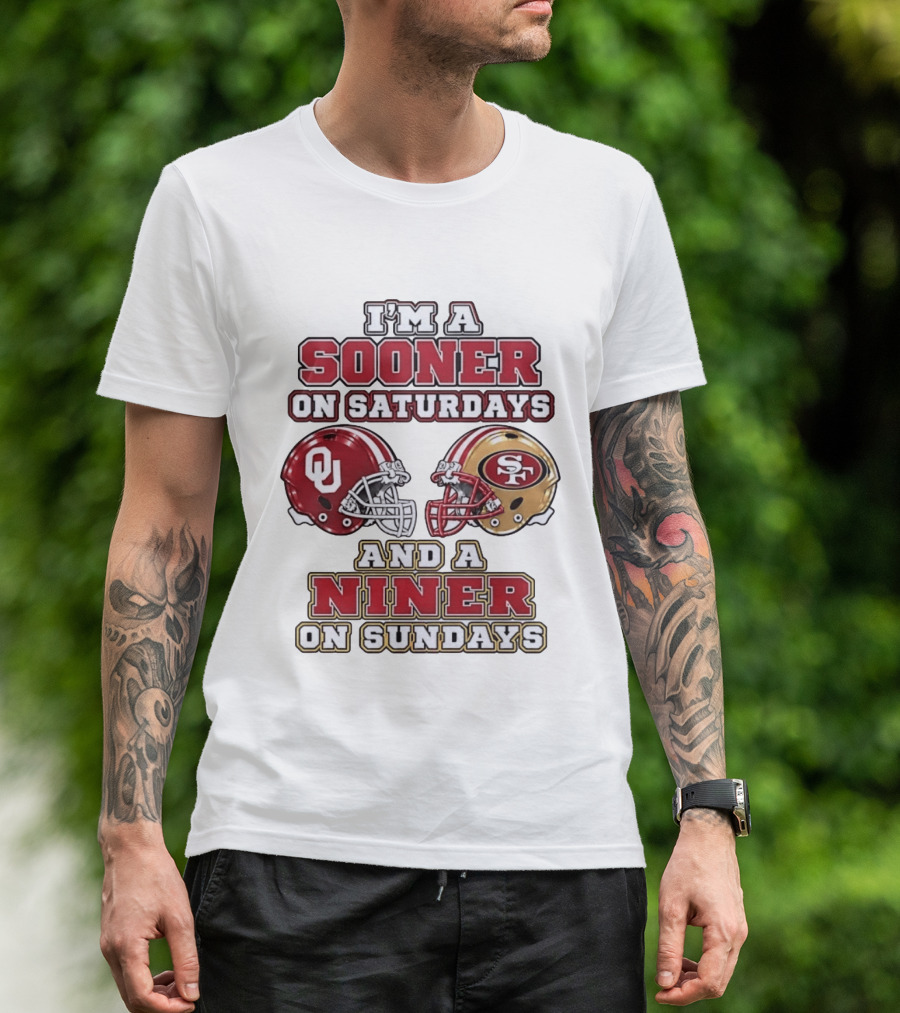 Oklahoma Sooners Saturdays SF 49ers Sundays Football Fan Gear T-Shirt