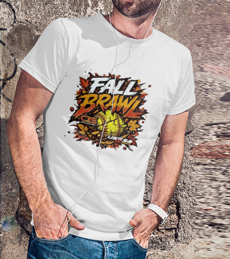 USSSA Fall Brawl Central Iowa Sports Tournament 2026 With Autumn Leaves And Softball T-Shirt