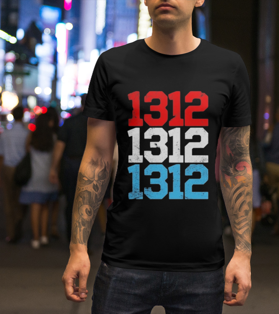 1312 ACAB Distressed Protest Red White Blue Stacked T-Shirt