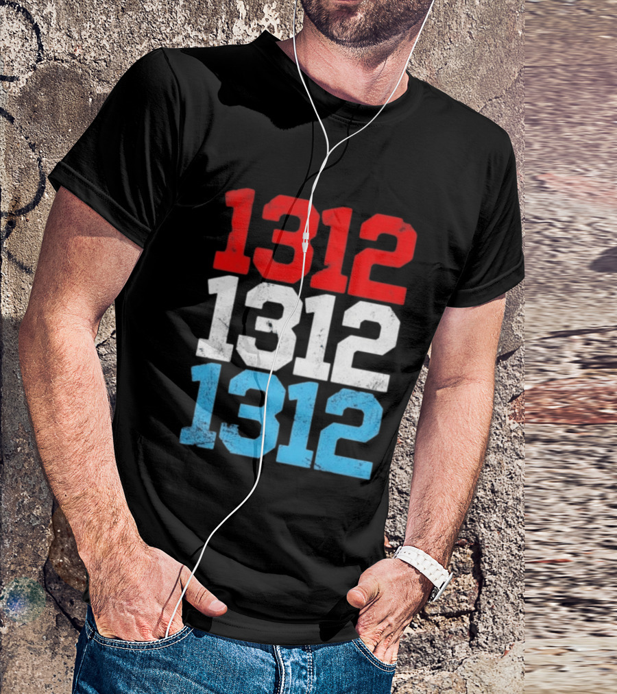 1312 ACAB Distressed Protest Red White Blue Stacked T-Shirt