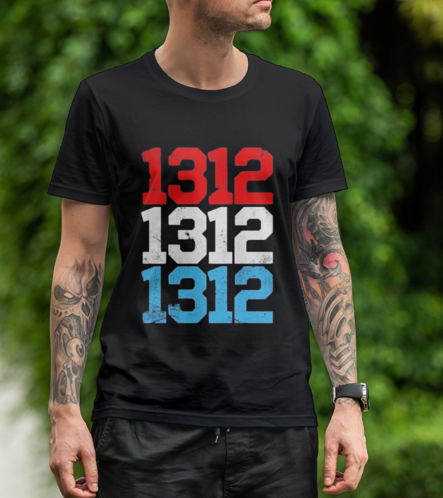 1312 ACAB Distressed Protest Red White Blue Stacked T-Shirt