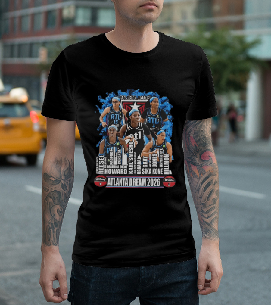 Atlanta Dream 2026 WNBA Basketball Reese Popadiak Rori Howard Sika Kone Hillmon T-Shirt