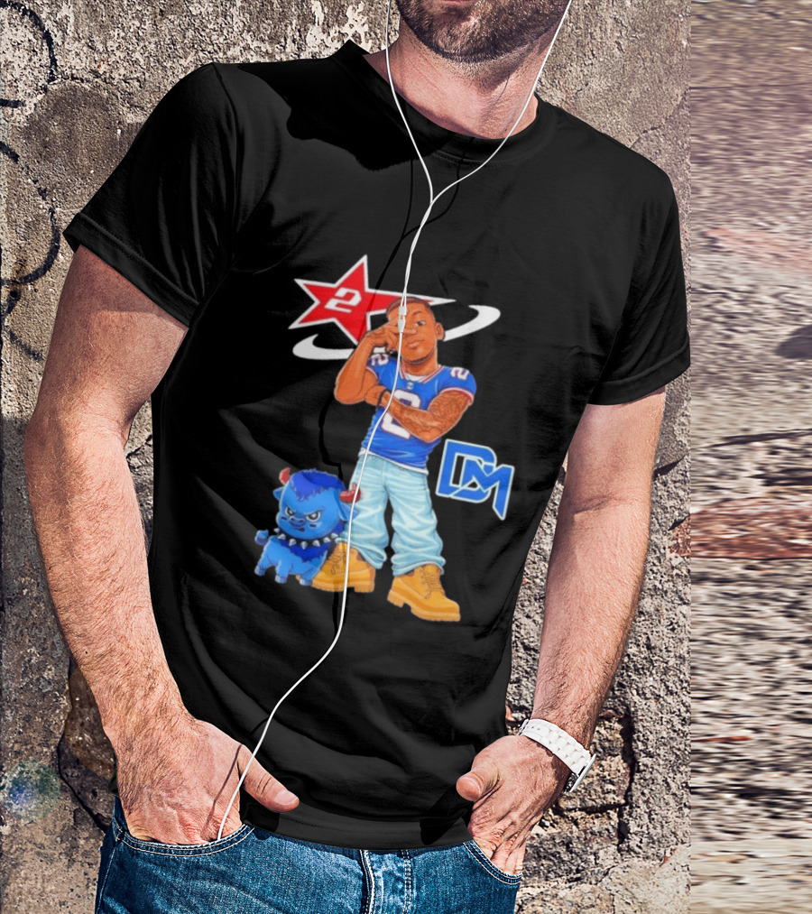 DJ Moore No 2 Buffalo Bills Cartoon Player With Buffalo And Red Star T-Shirt
