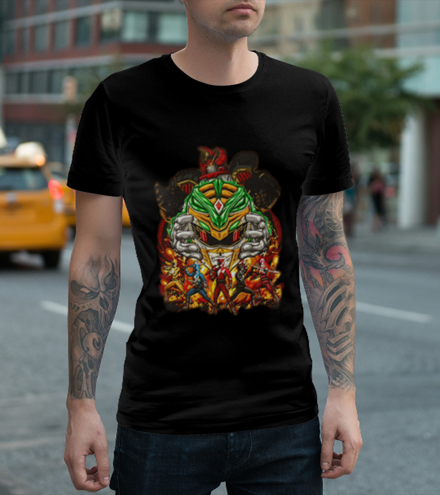 Mighty Morphin Power Rangers Green Ranger Red Ranger Megazord Characters T-Shirt