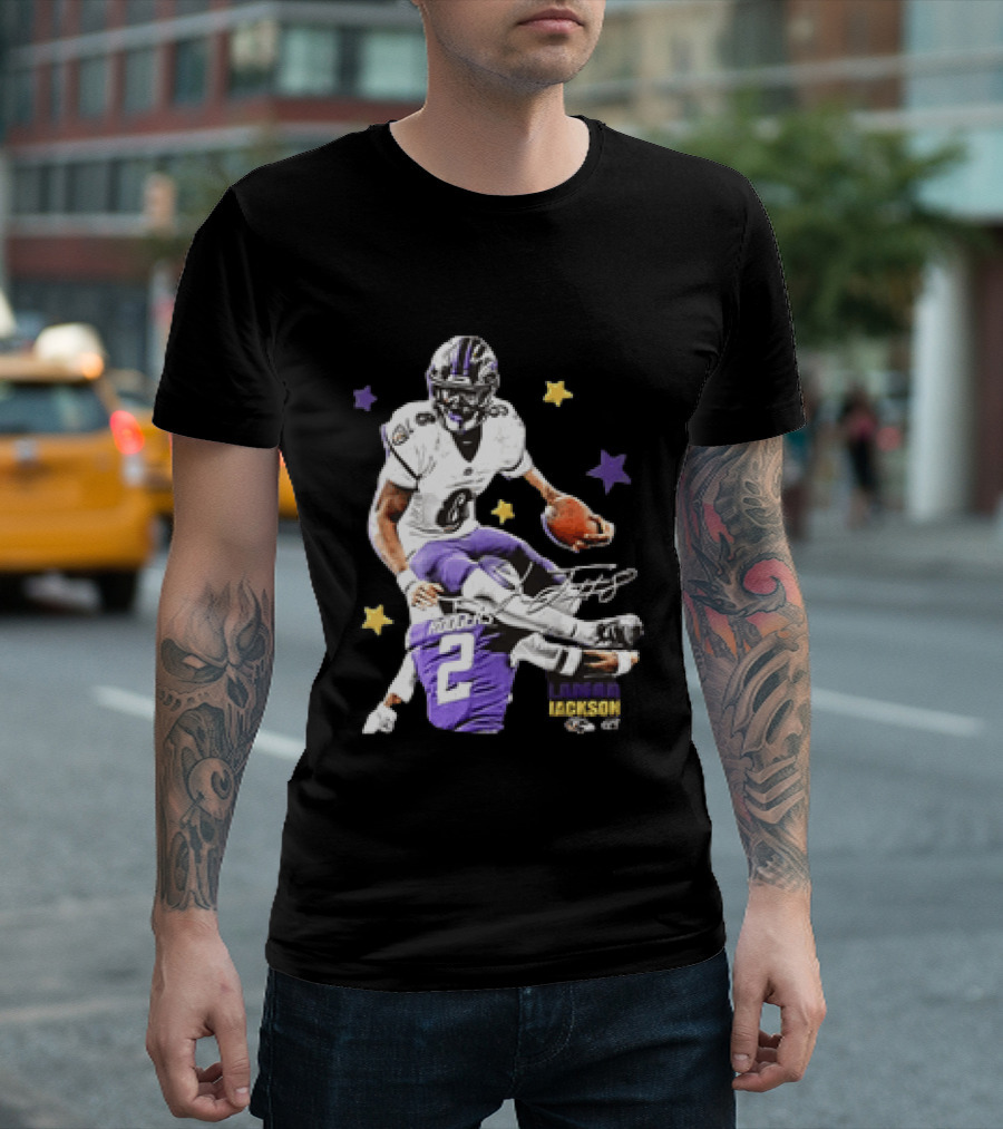 Lamar Jackson Baltimore Ravens Stars Rodgers 2 NFL T-Shirt
