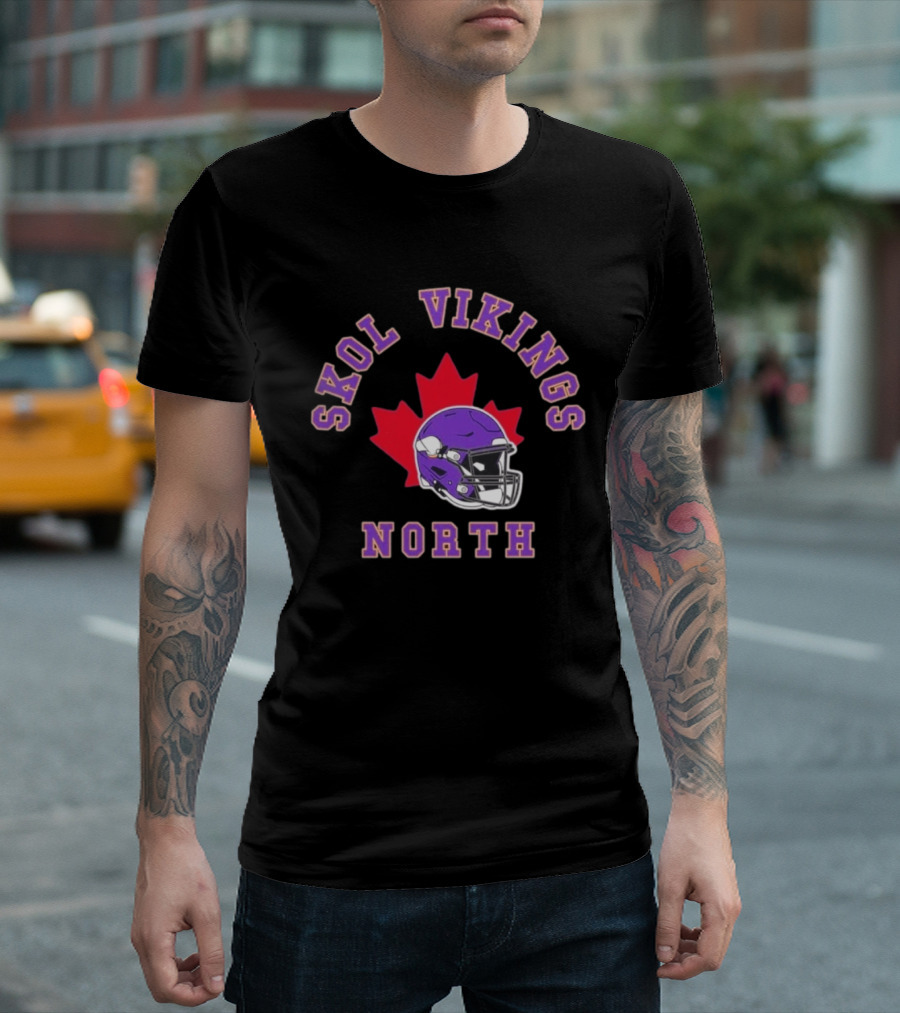 Skol Vikings North Canada 2026 Football Helmet Red Maple Leaf T-Shirt
