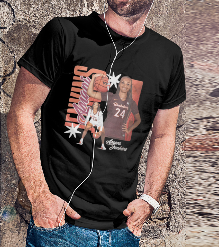 Amani Jenkins Blacksburg 24 VT Basketball Player Starburst T-Shirt