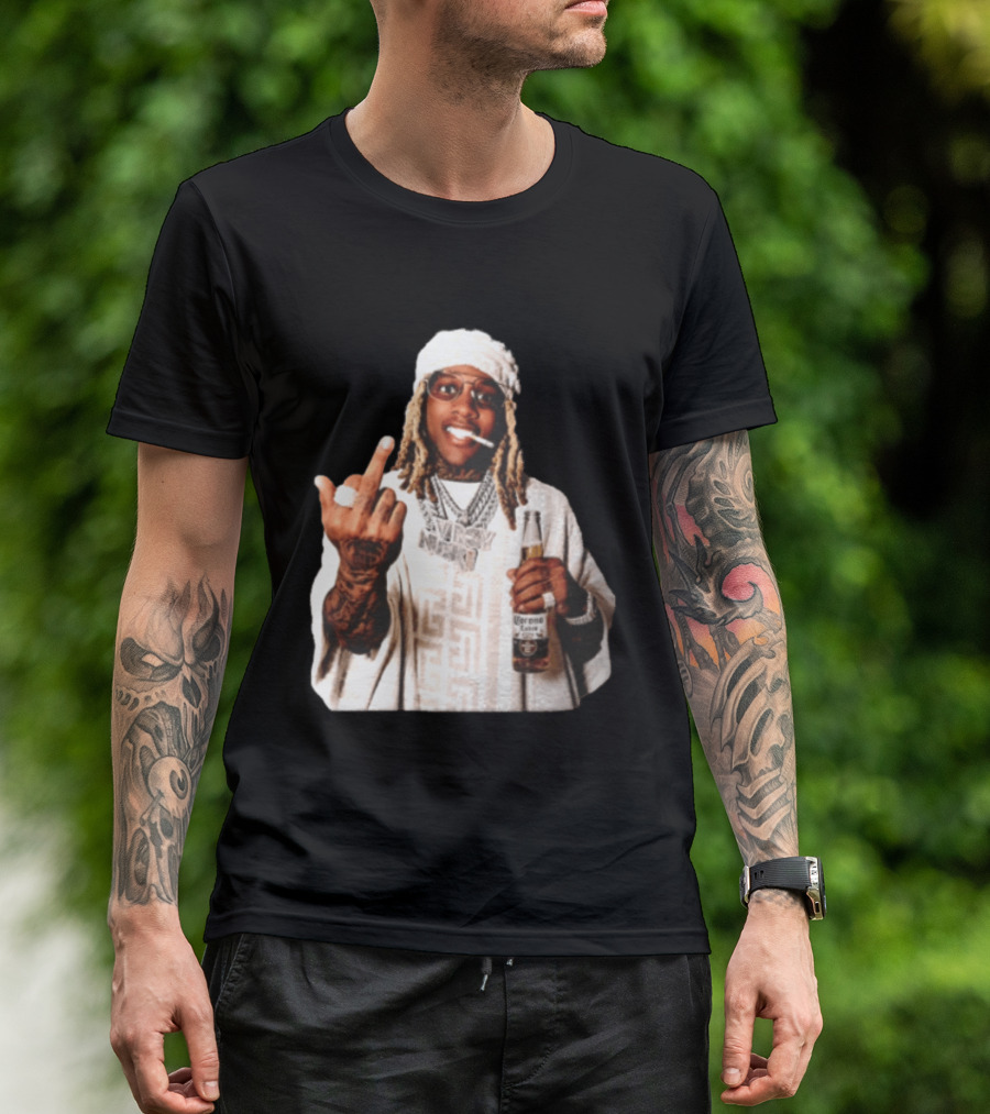 Lil Durk Only The Family Vroy Nick Corona Extra Beer Smoking Middle Finger T-Shirt