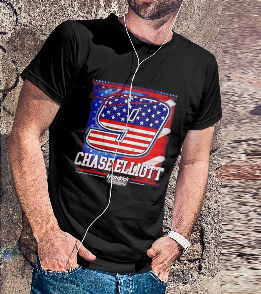 Chase Elliott 9 Hendrick Motorsports American Flag Racing T-Shirt
