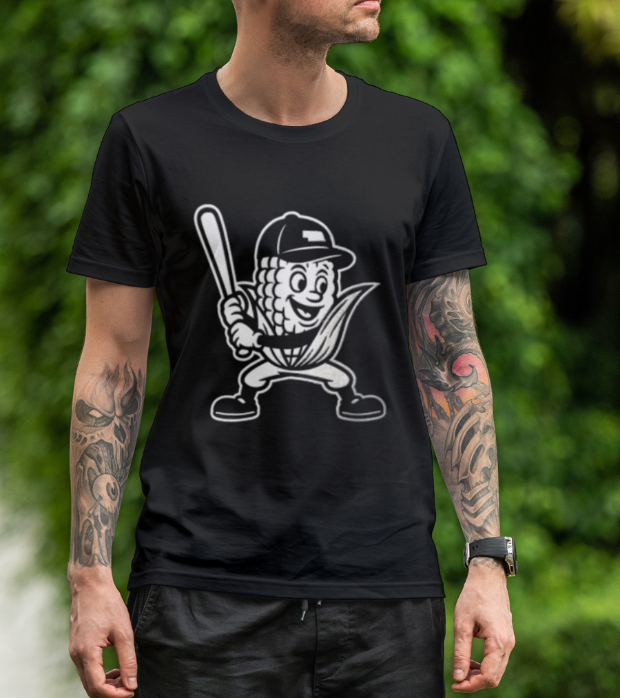 Cornhusker Nebraska Cornhuskers Baseball Mascot With Bat T-Shirt