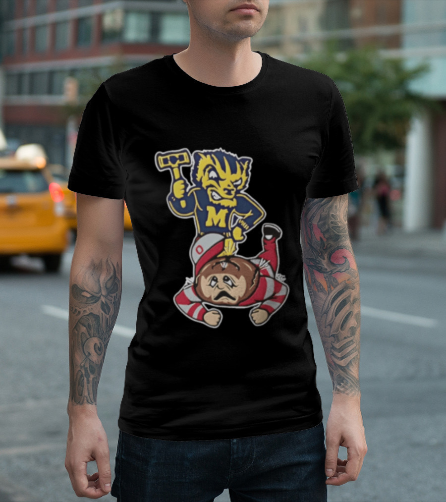 Michigan Wolverines Vs Ohio State Buckeyes Football Rivalry Mascot Showdown T-Shirt