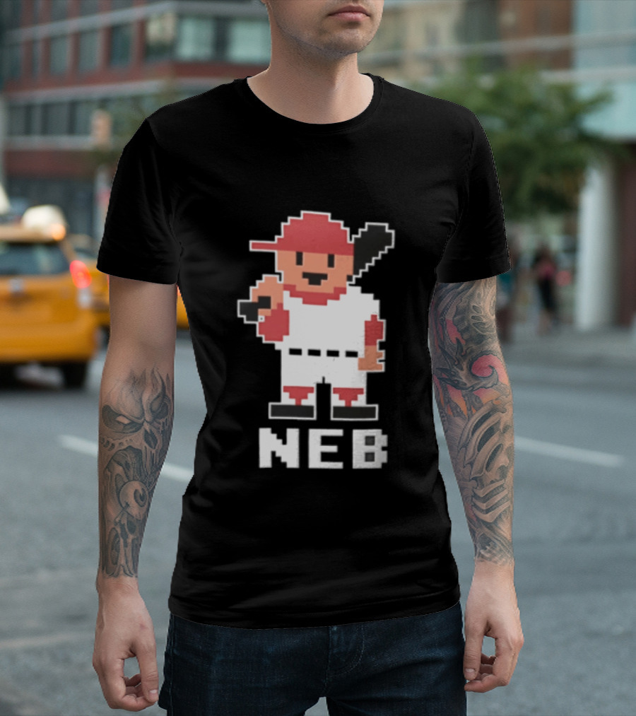 Nebraska Cornhuskers 8 Bit Baseball Player NEB T-Shirt