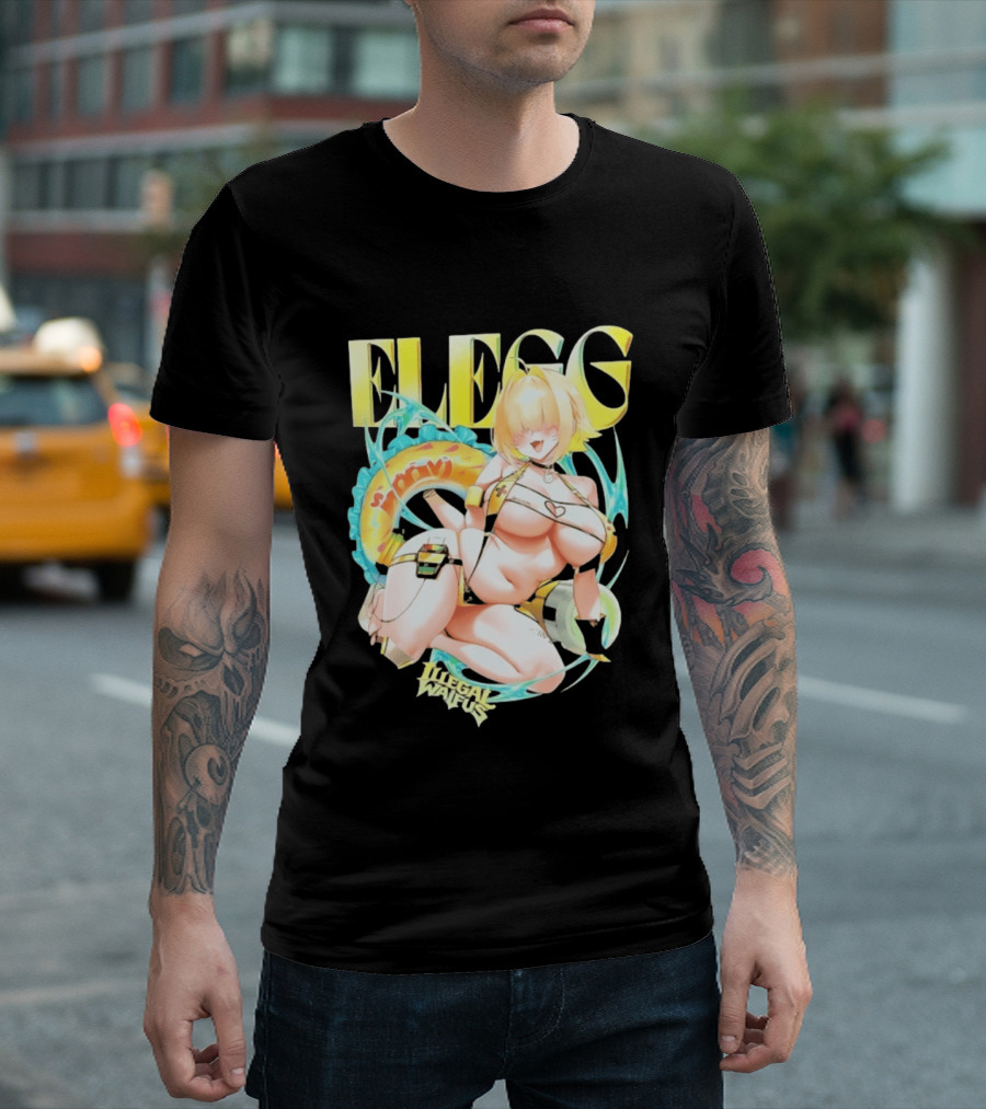 Elegg Illegal Waifus Electric Anime Character Beach Vibes T-Shirt