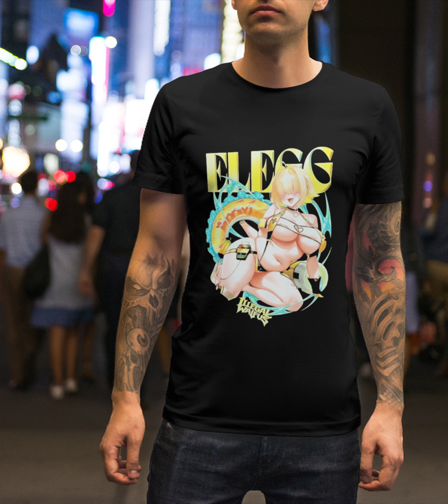 Elegg Illegal Waifus Electric Anime Character Beach Vibes T-Shirt