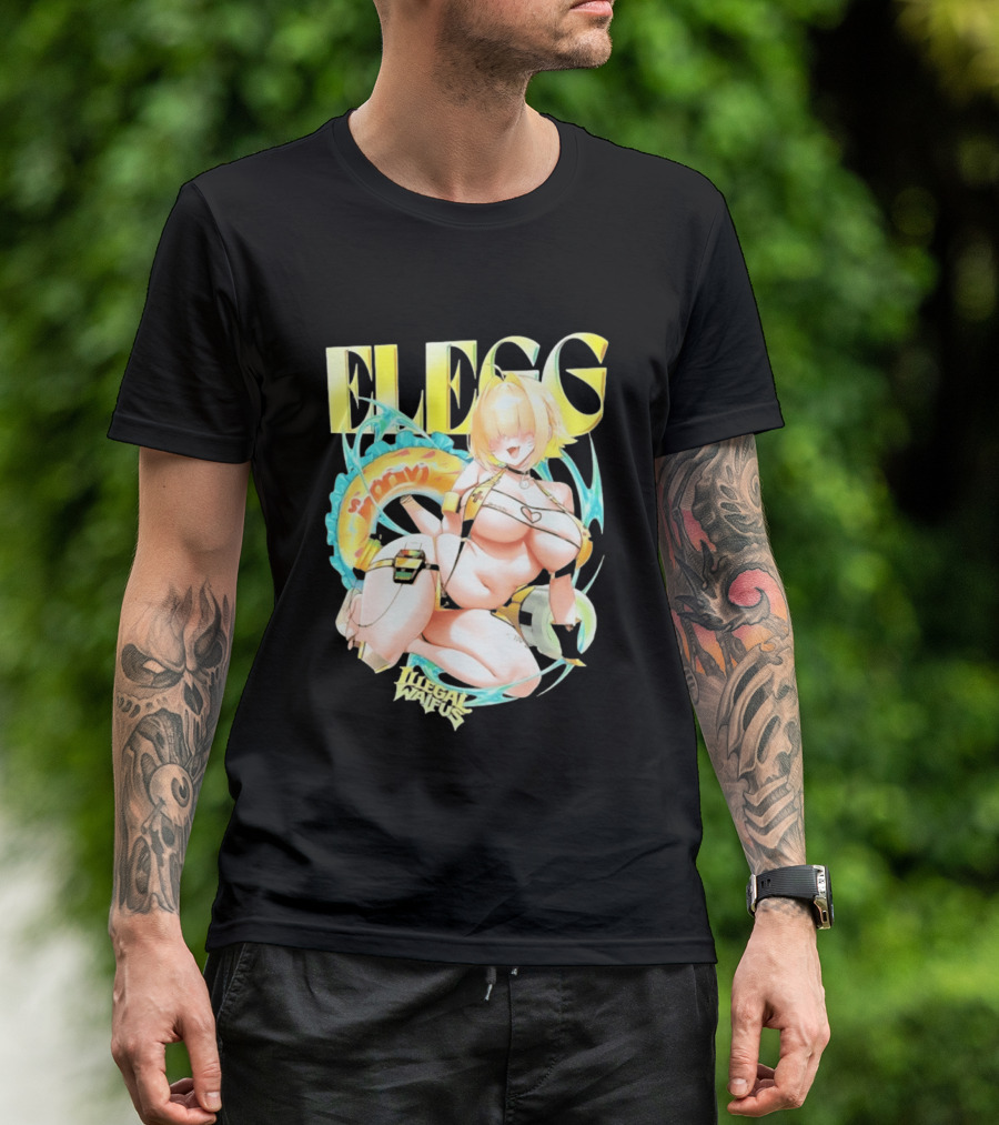 Elegg Illegal Waifus Electric Anime Character Beach Vibes T-Shirt