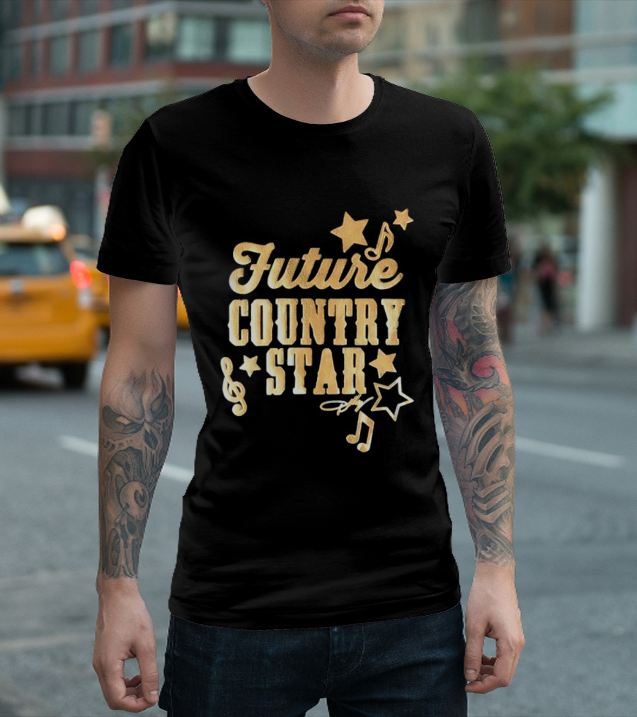 Future Country Star Musician Singer Golden Notes And Stars T-Shirt